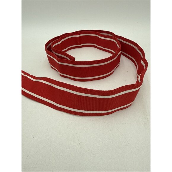 Vineyard Vines Belt Sz M Fabric D Ring Red White Striped Preppy Classic - Picture 3 of 6